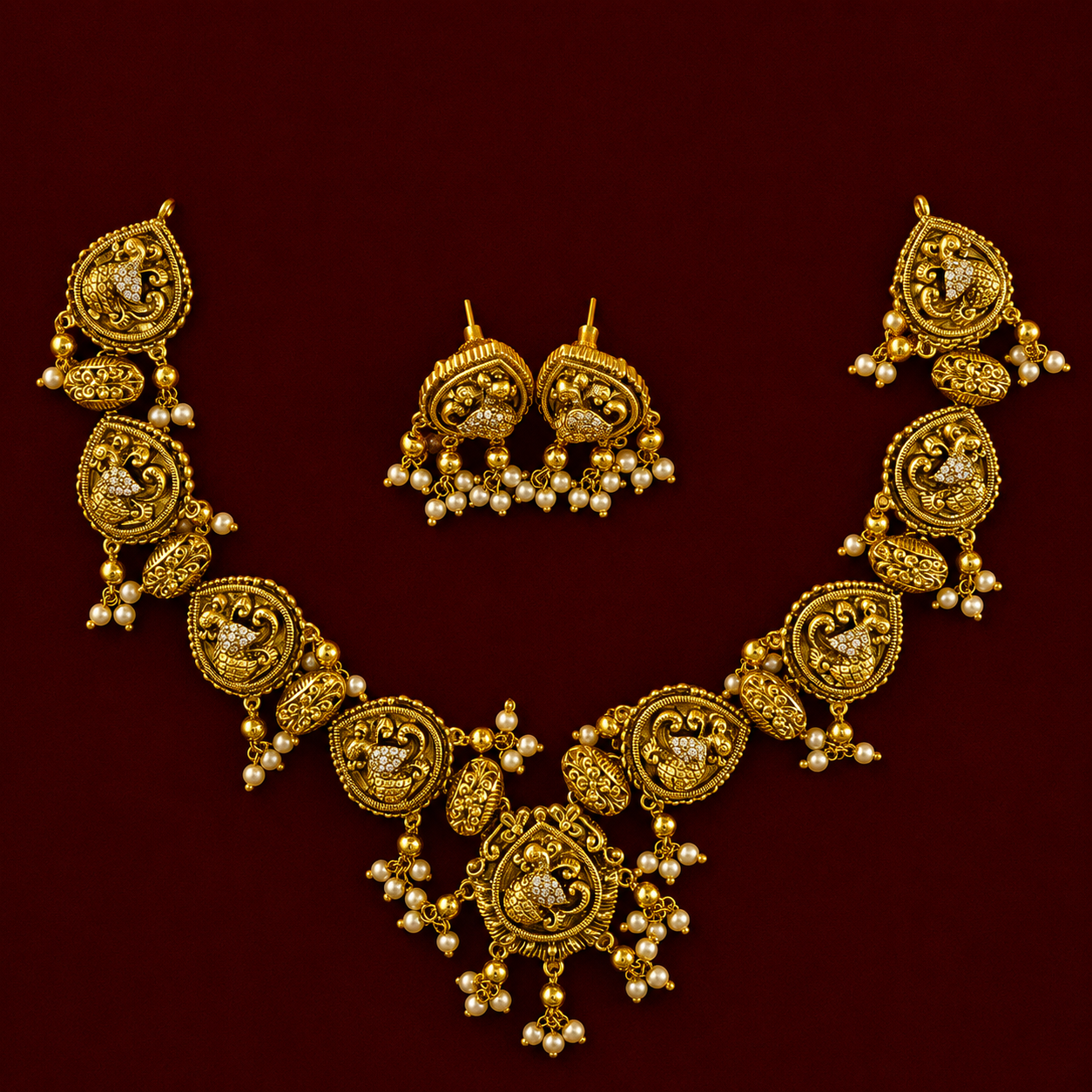 Antique Peacock Temple Set