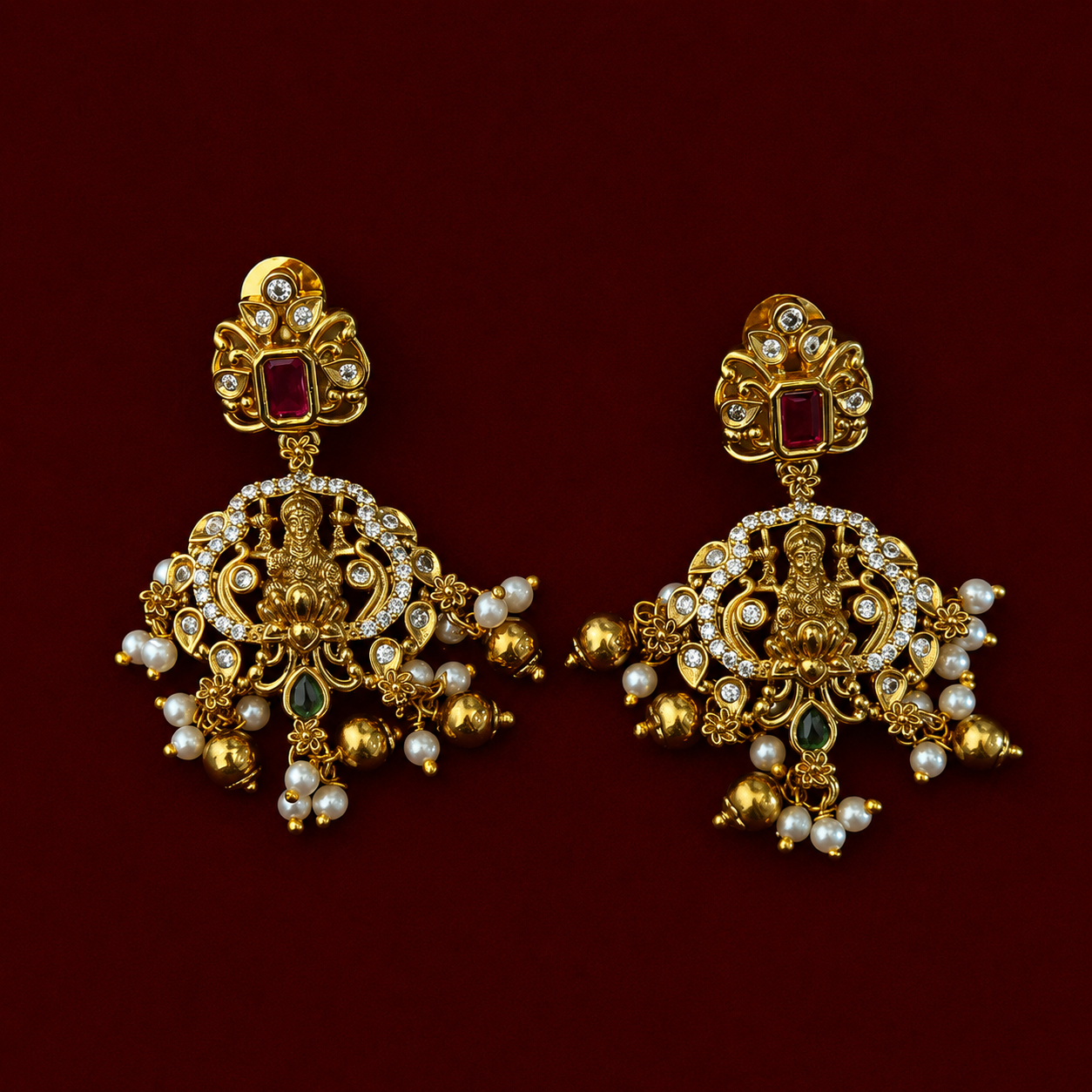 Lakshmi Peacock Antique Temple Necklace Set
