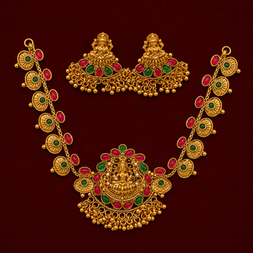 Lakshmi Ruby Emerald Antique Necklace Set