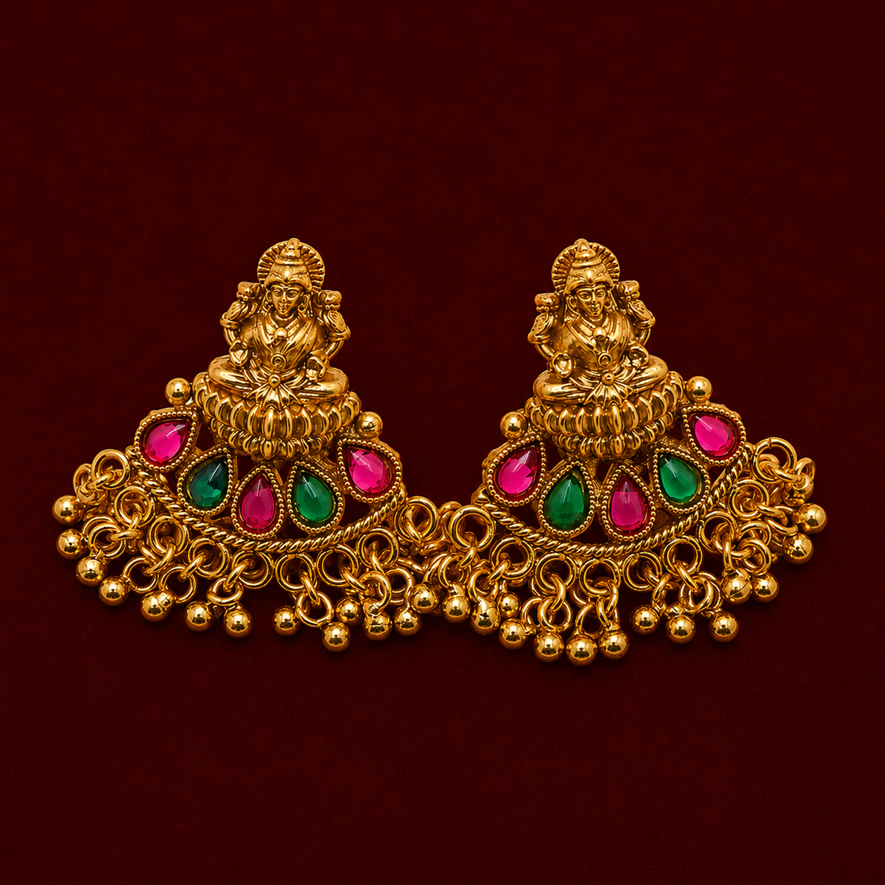 Lakshmi Ruby Emerald Antique Necklace Set