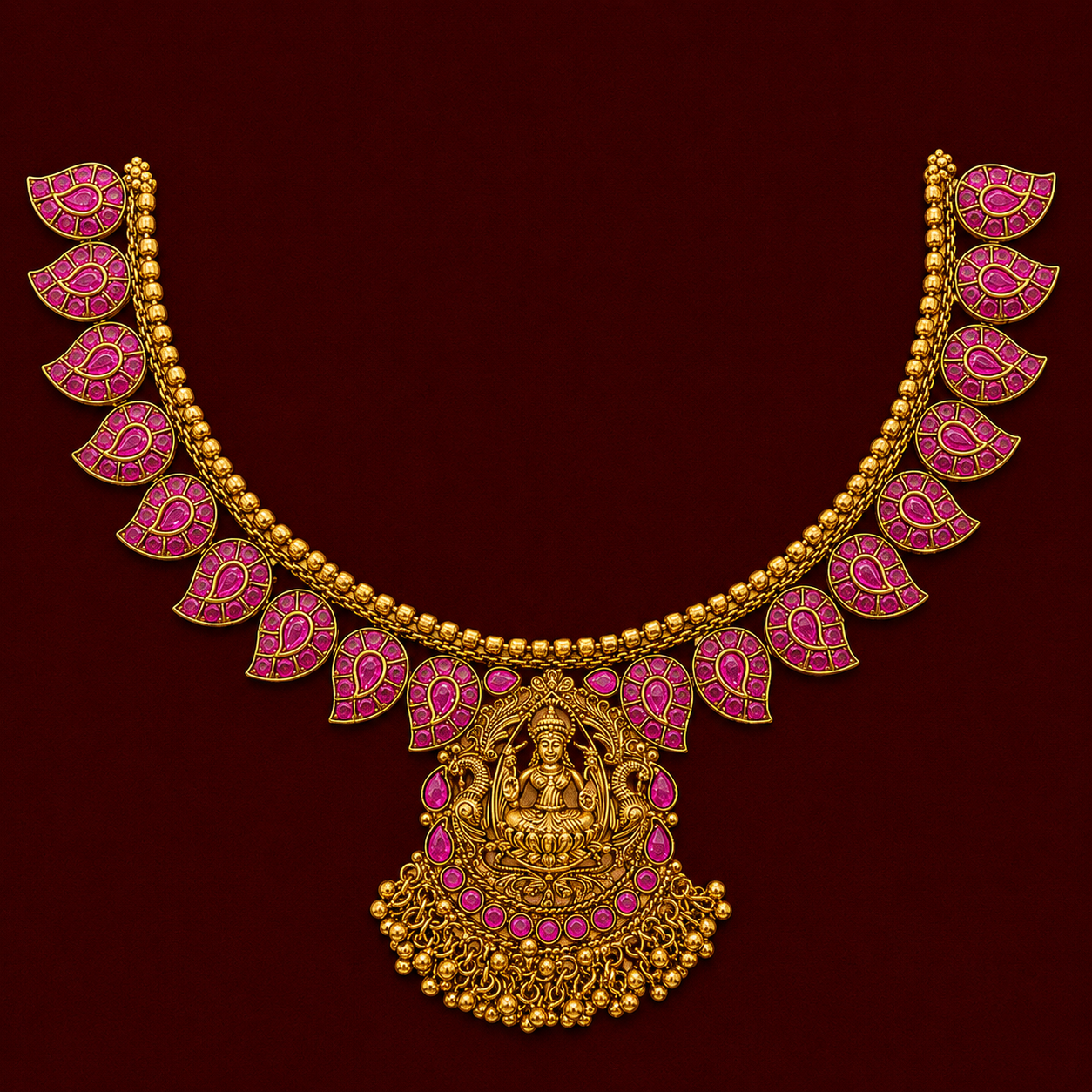 Lakshmi Ruby Antique Necklace Set