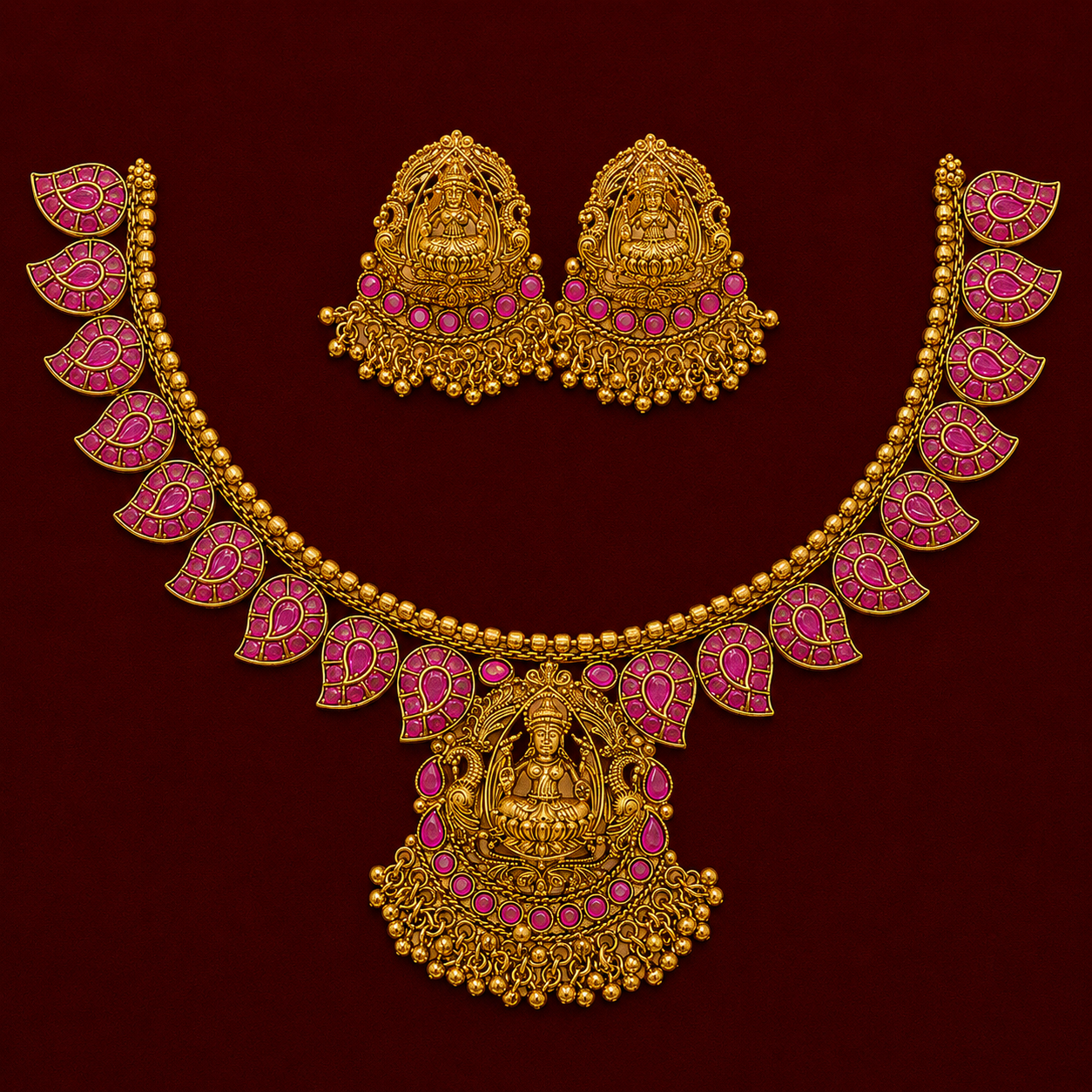 Lakshmi Ruby Antique Necklace Set