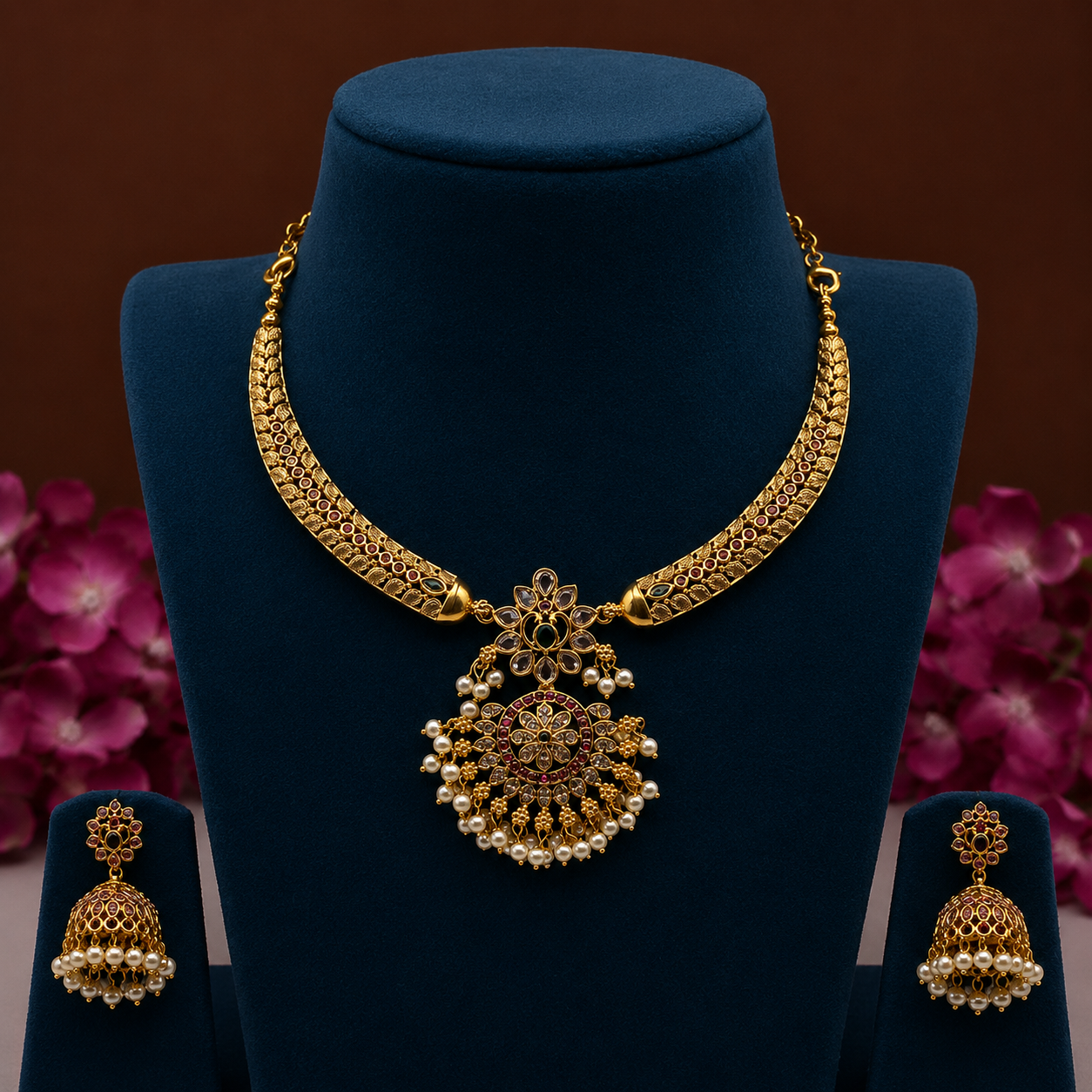 Pearl Blossom Antique Choker Set