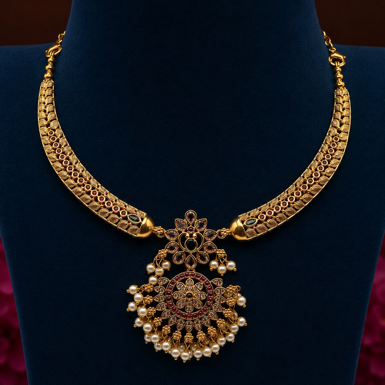 Pearl Blossom Antique Choker Set