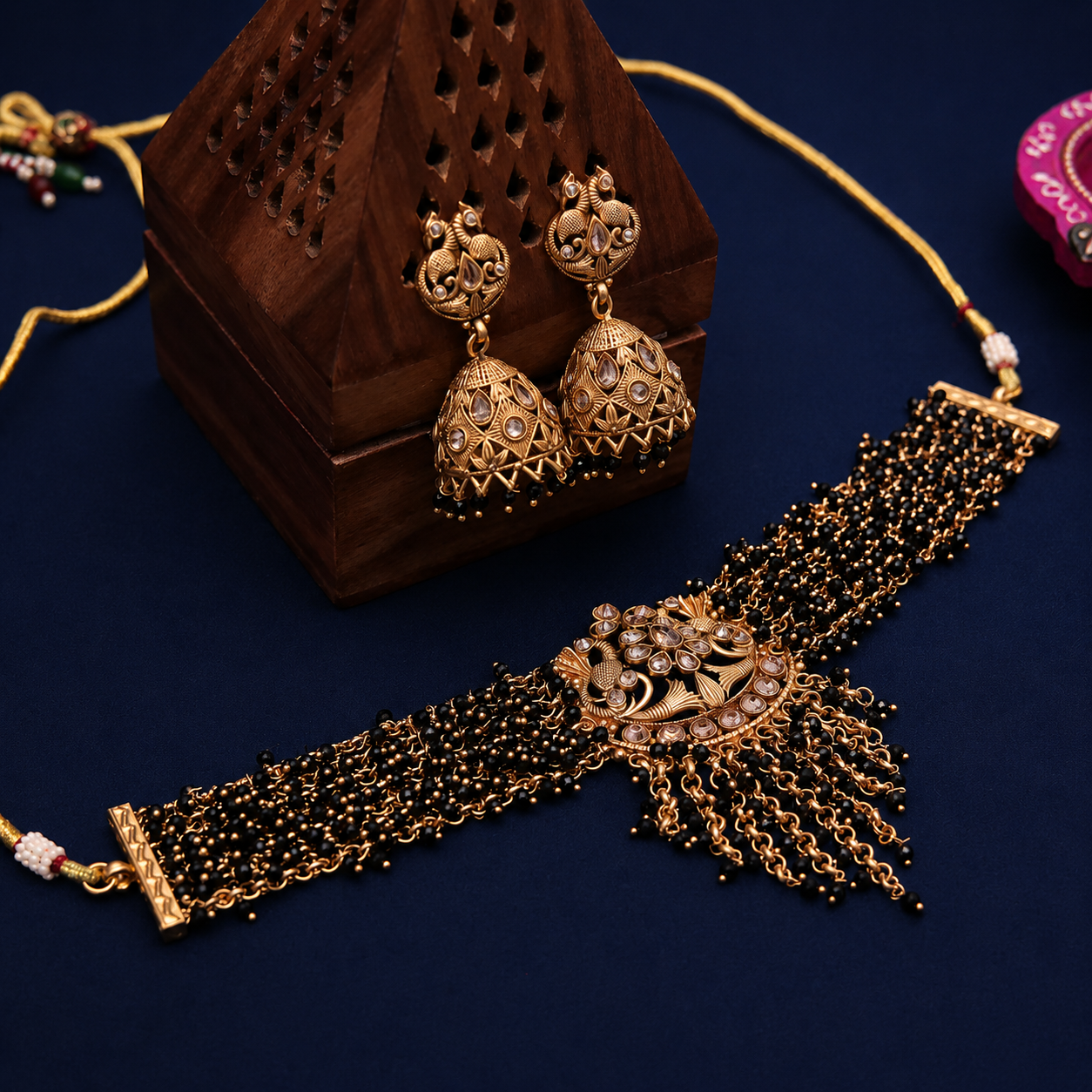 Midnight Victorian Tassel Choker Set