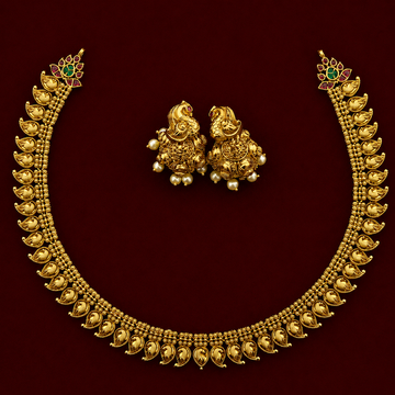 Peacock Paisley Necklace set with Jhumkas
