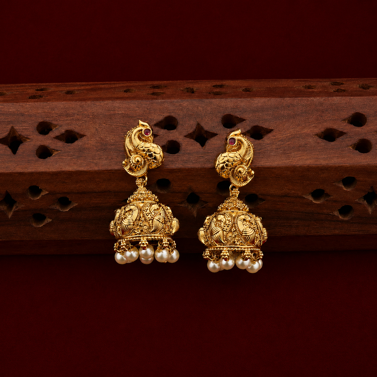 Peacock Paisley Necklace set with Jhumkas