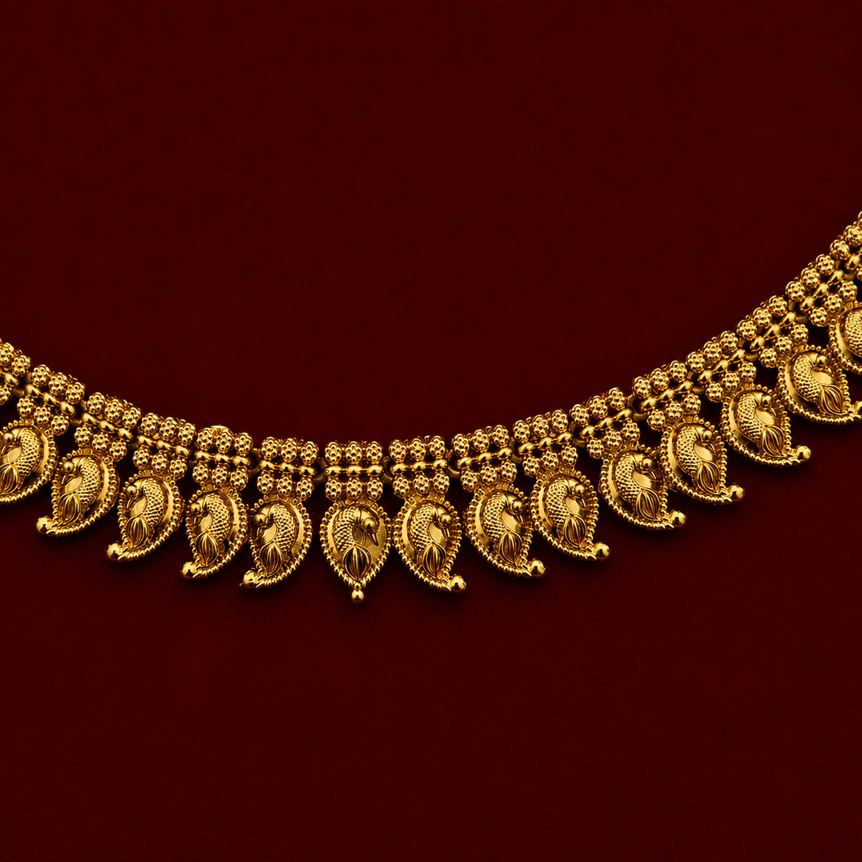 Peacock Paisley Necklace set with Jhumkas