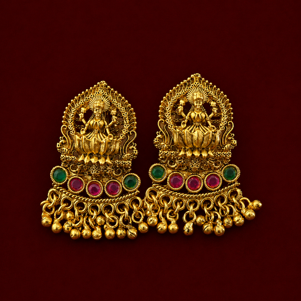 Lakshmi Coin Ruby Antique Necklace Set