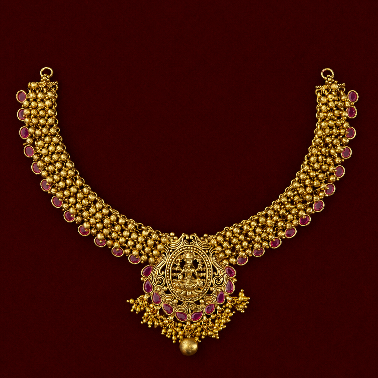 Lakshmi Ruby Antique Necklace Set