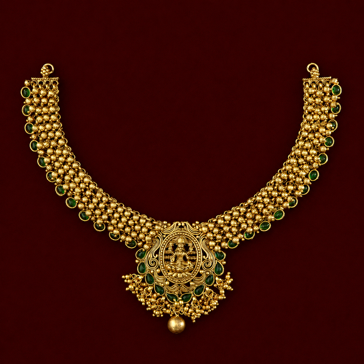 Lakshmi Emerald Antique Necklace Set