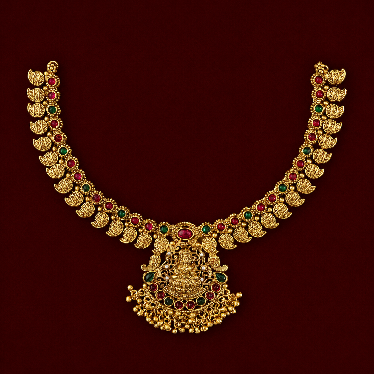 Lakshmi Antique Coin Temple Necklace Set