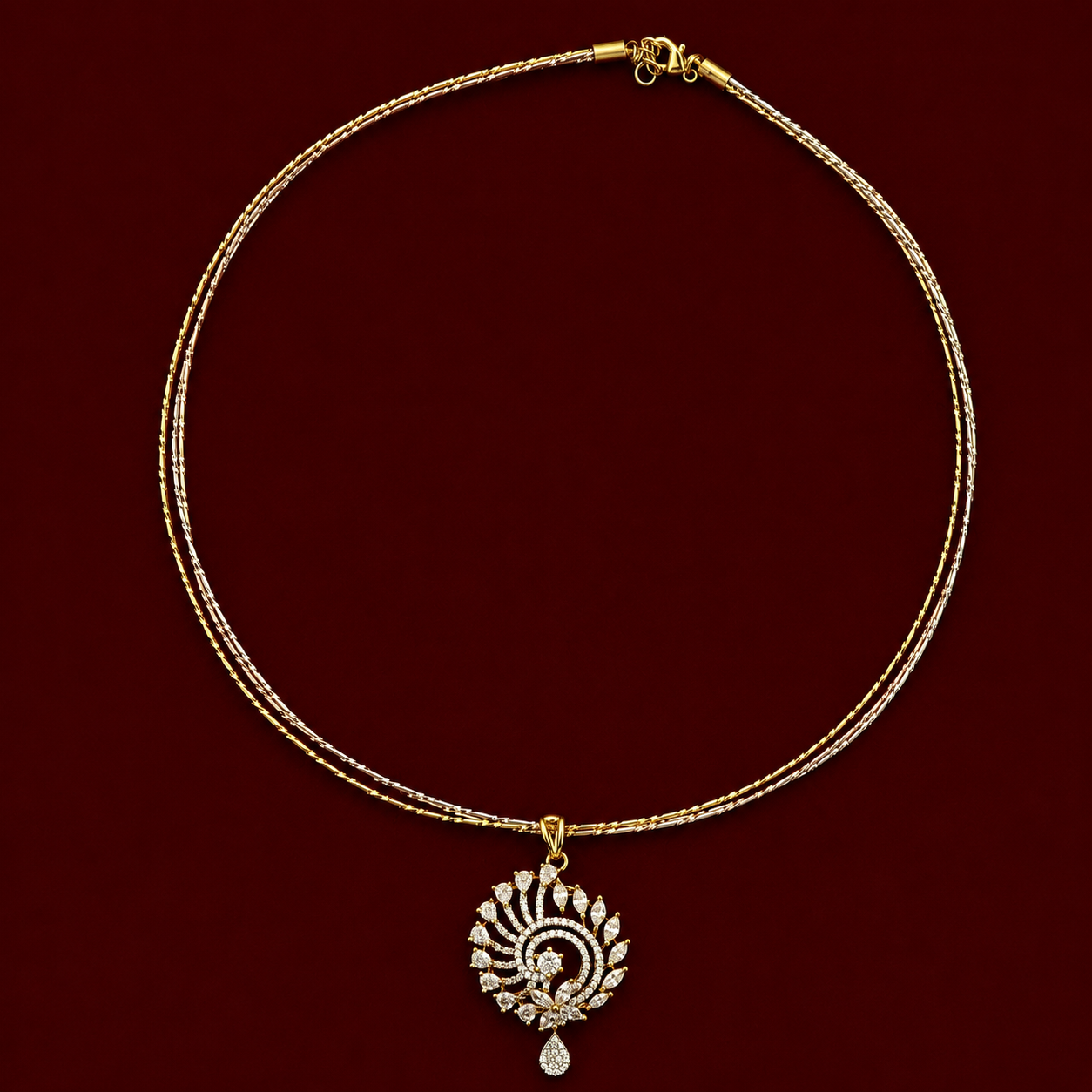 Peacock CZ Pendant Set