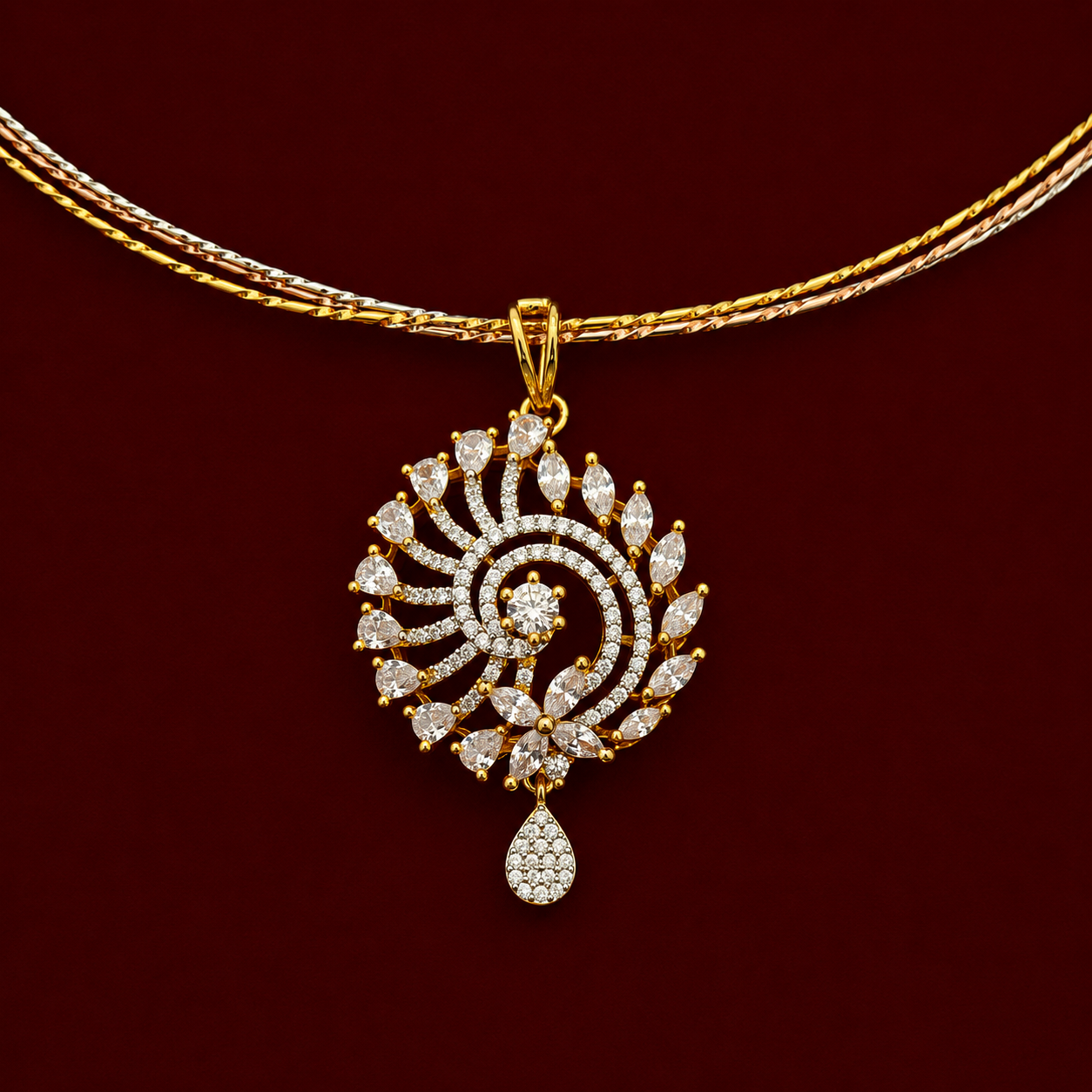 Peacock CZ Pendant Set
