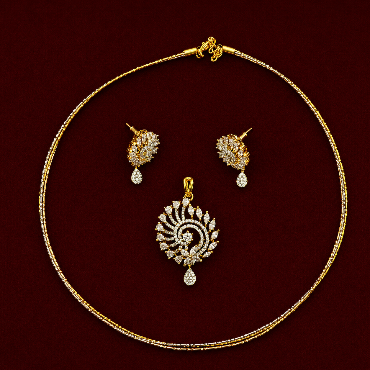 Peacock CZ Pendant Set