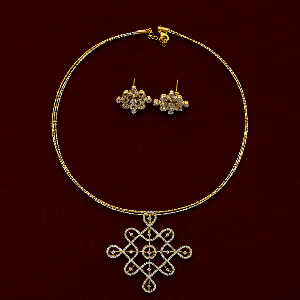 Infinity Knot CZ Pendant Set