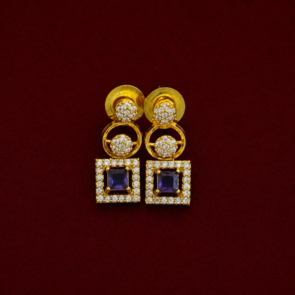 Sapphire Geometric CZ Necklace Set