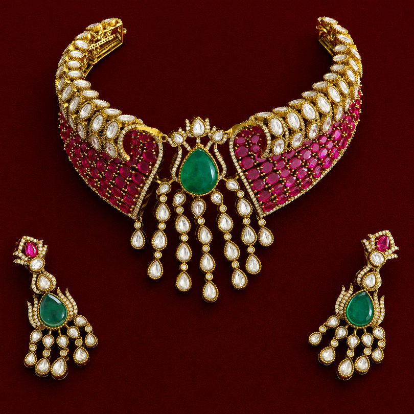 Floral CZ Choker Necklace