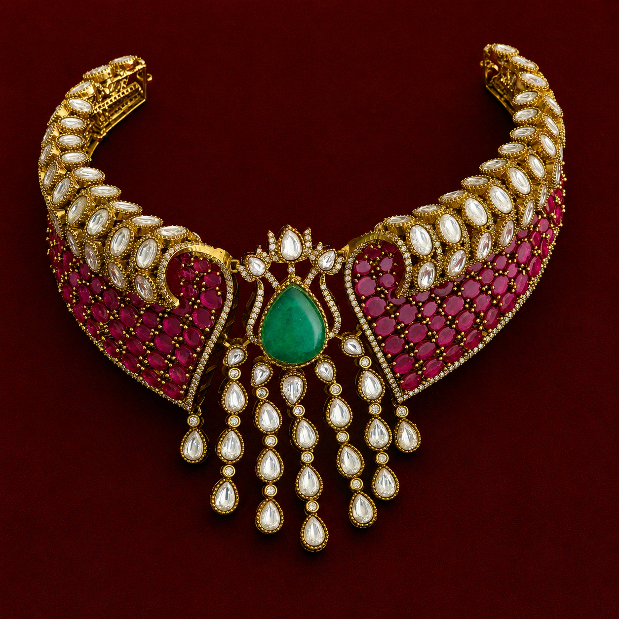 Emerald Ruby Kundan Choker Set