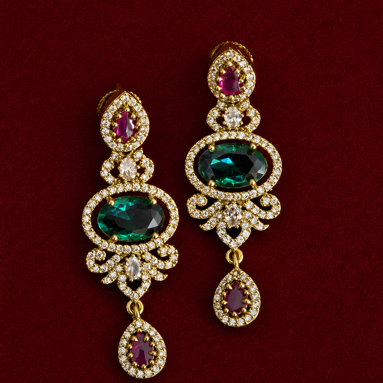Emerald Peacock CZ Necklace Set