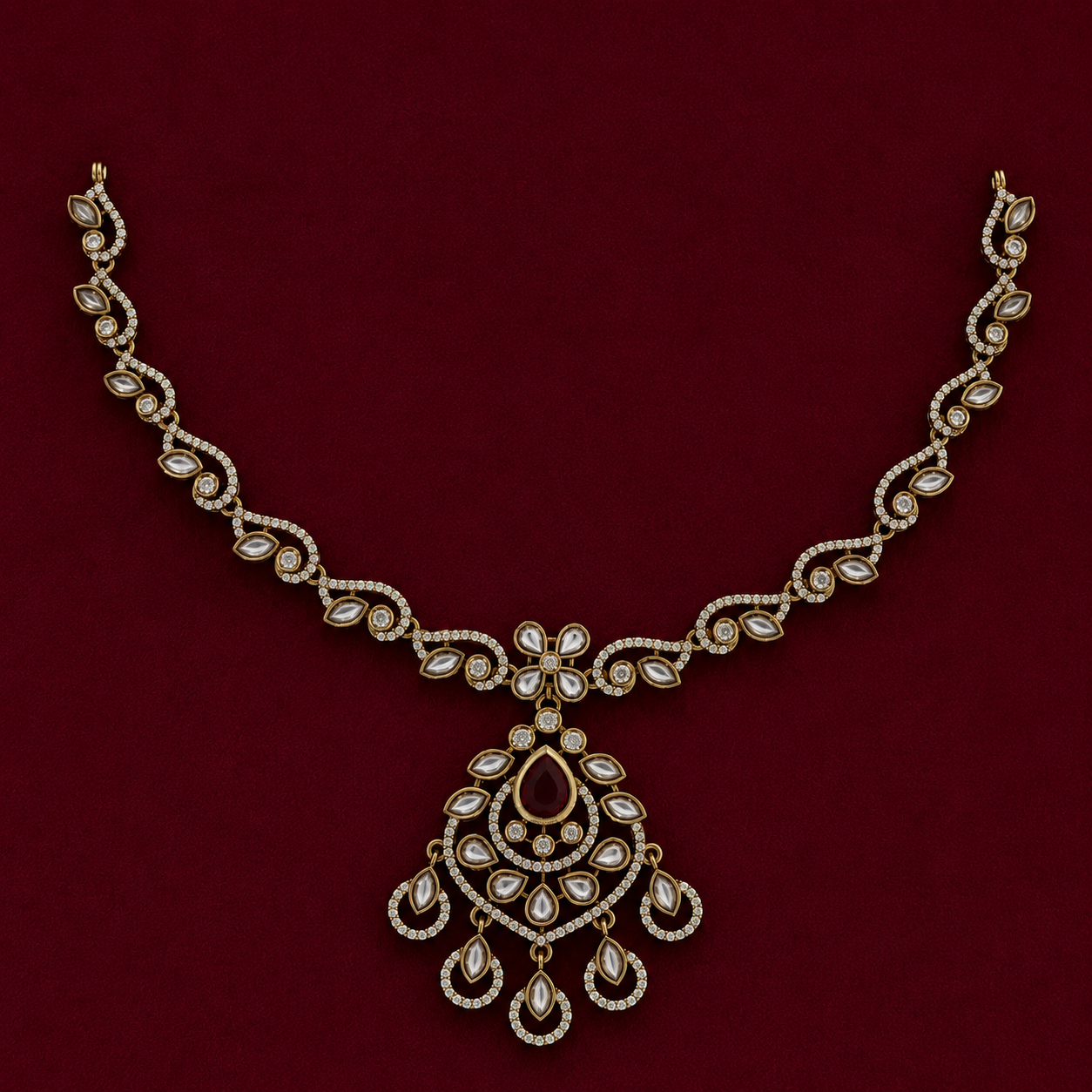 Ruby Kundan Chandbali Set