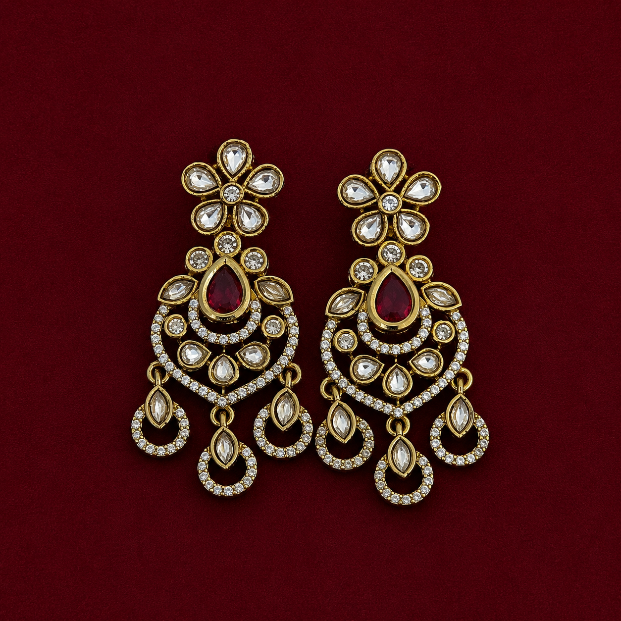 Ruby Kundan Chandbali Set