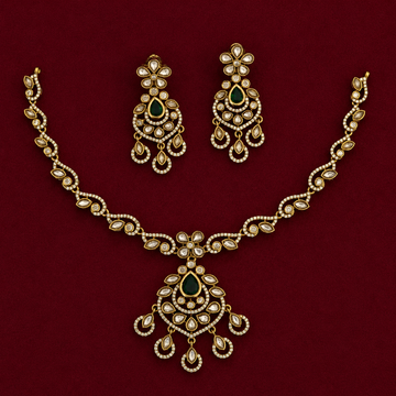 Emerald Kundan Chandbali Set