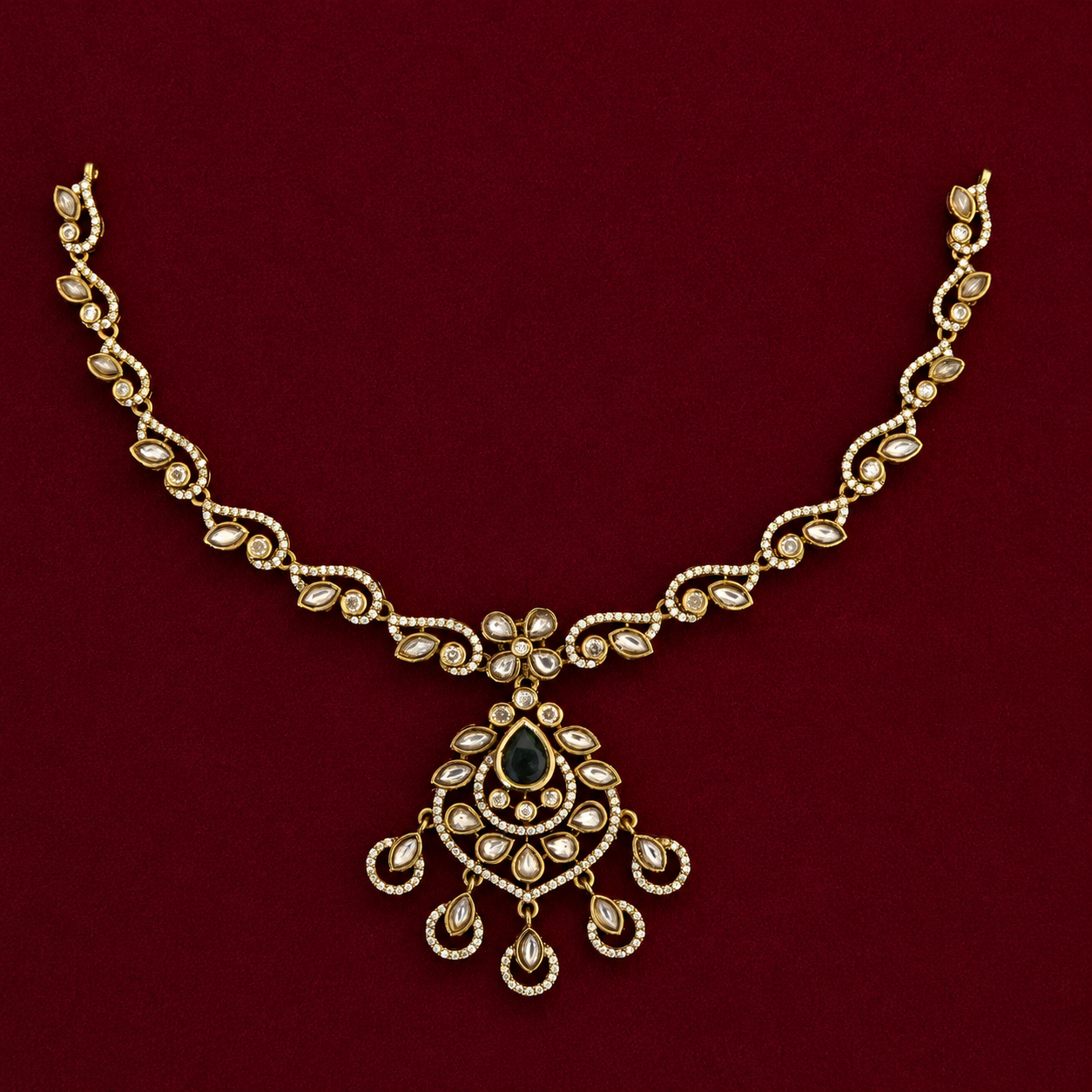 Emerald Kundan Chandbali Set