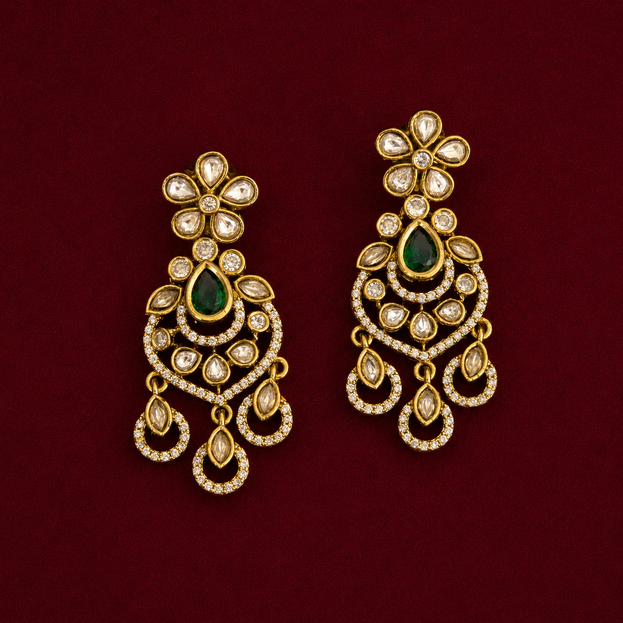 Emerald Kundan Chandbali Set