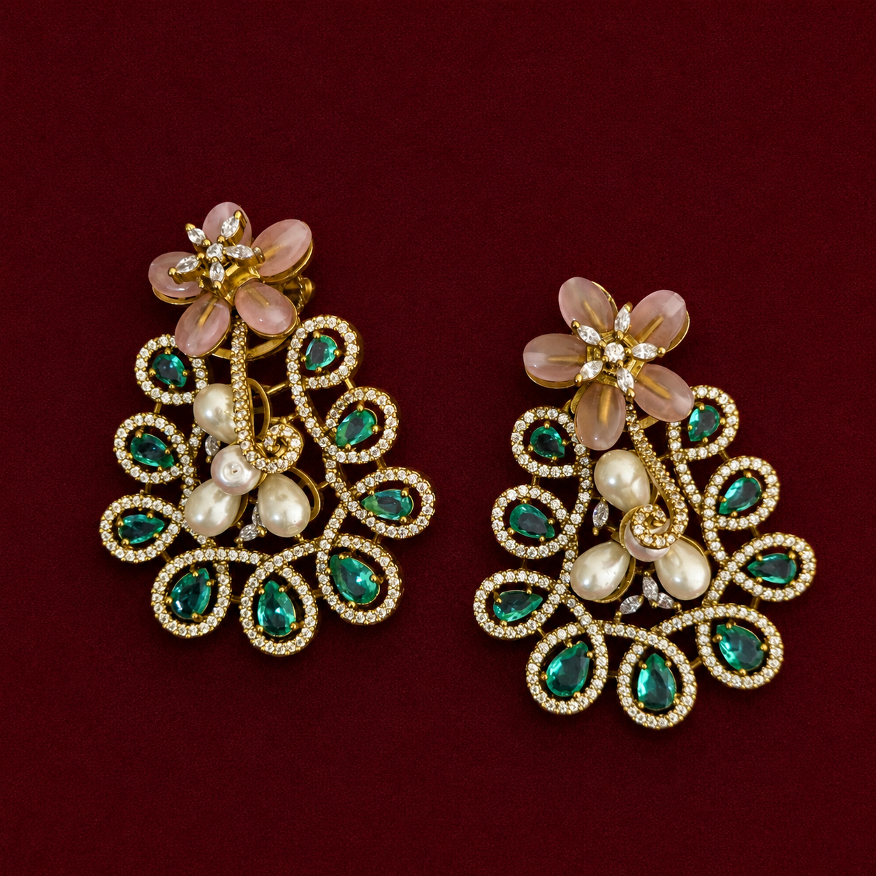 Emerald Pearl Floral Set