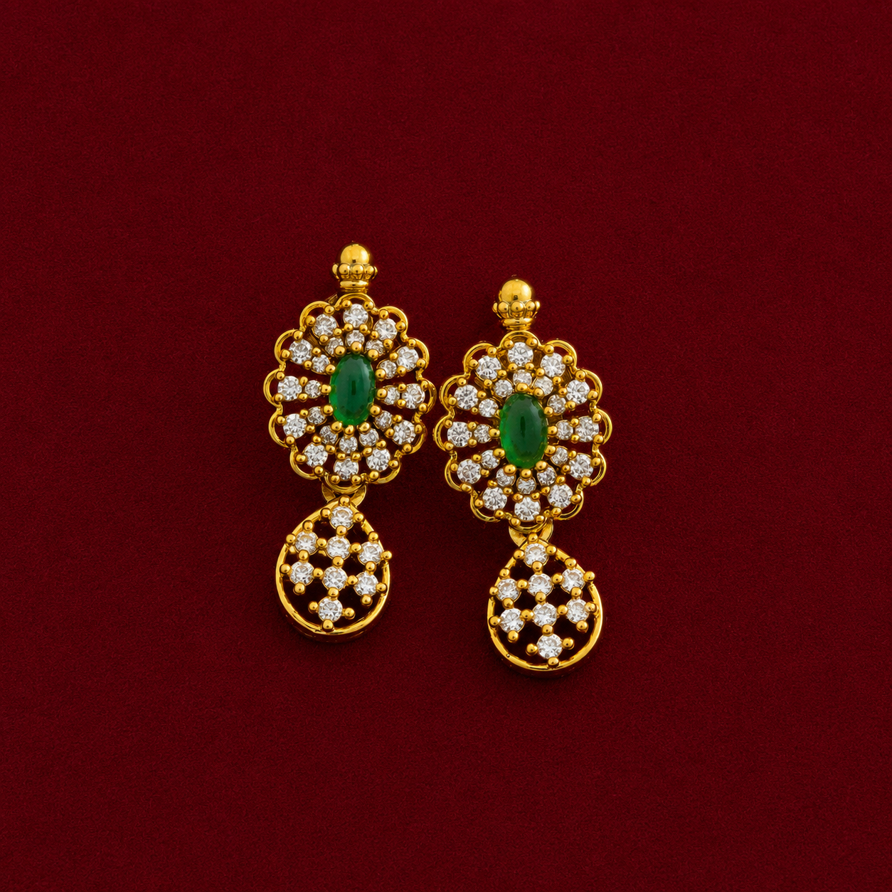 Elegant Emerald Drop CZ Necklace