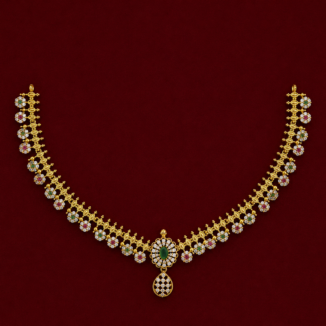 Elegant Emerald Drop CZ Necklace