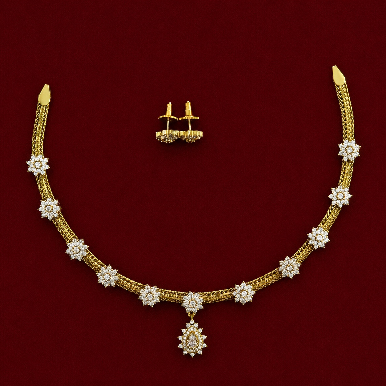 Celestial Bloom CZ Necklace Set