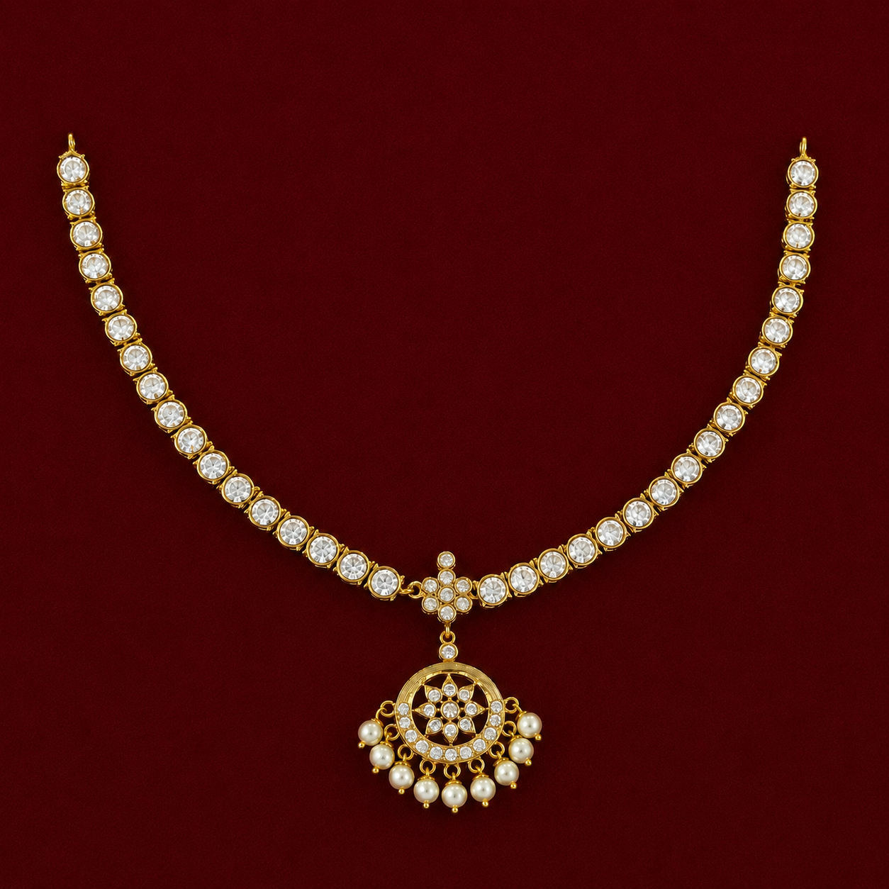 Pearl Drop AD Attigai Neckset