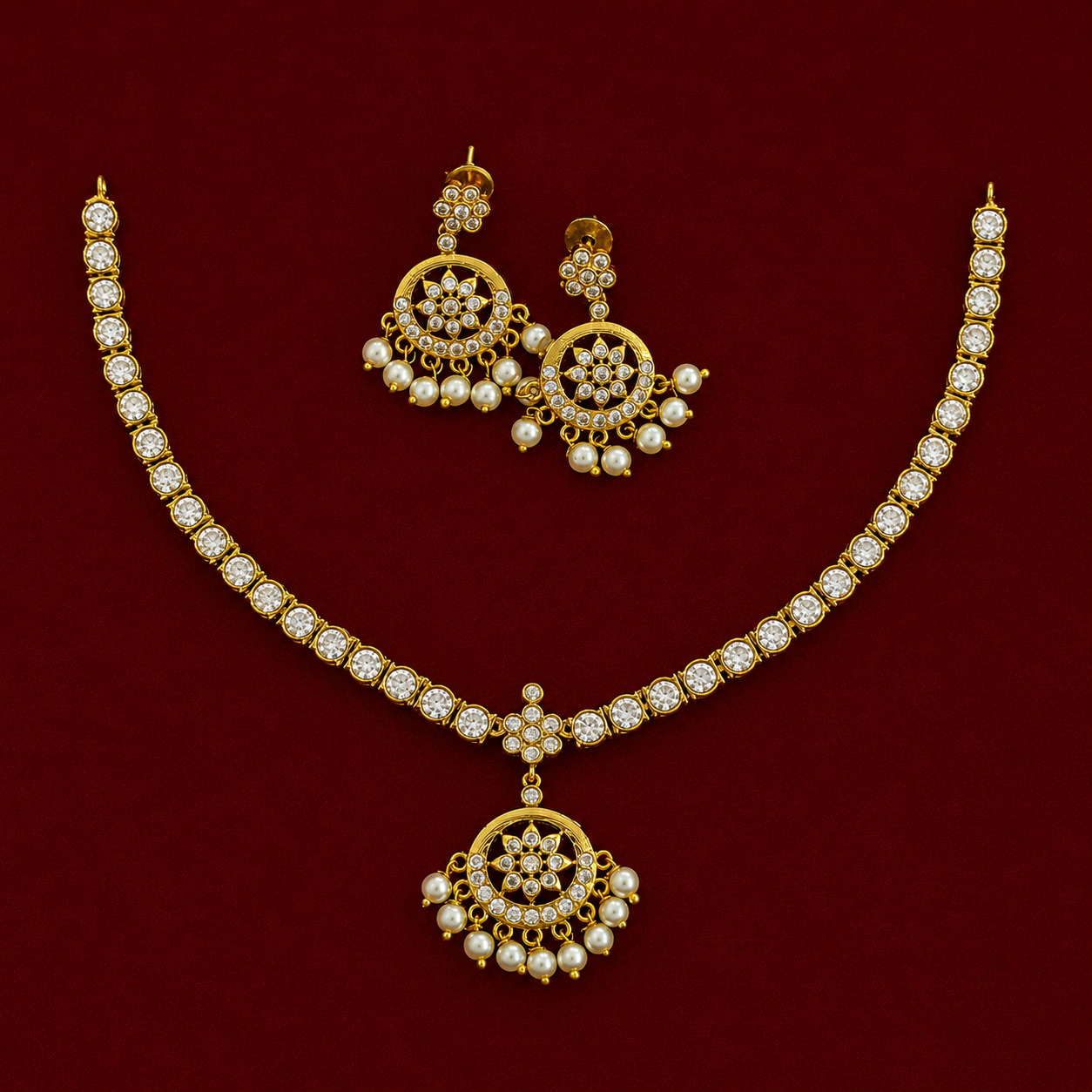 Pearl Drop AD Attigai Neckset