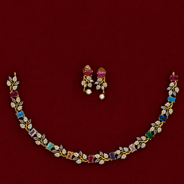 Rainbow Blossom CZ Necklace Set
