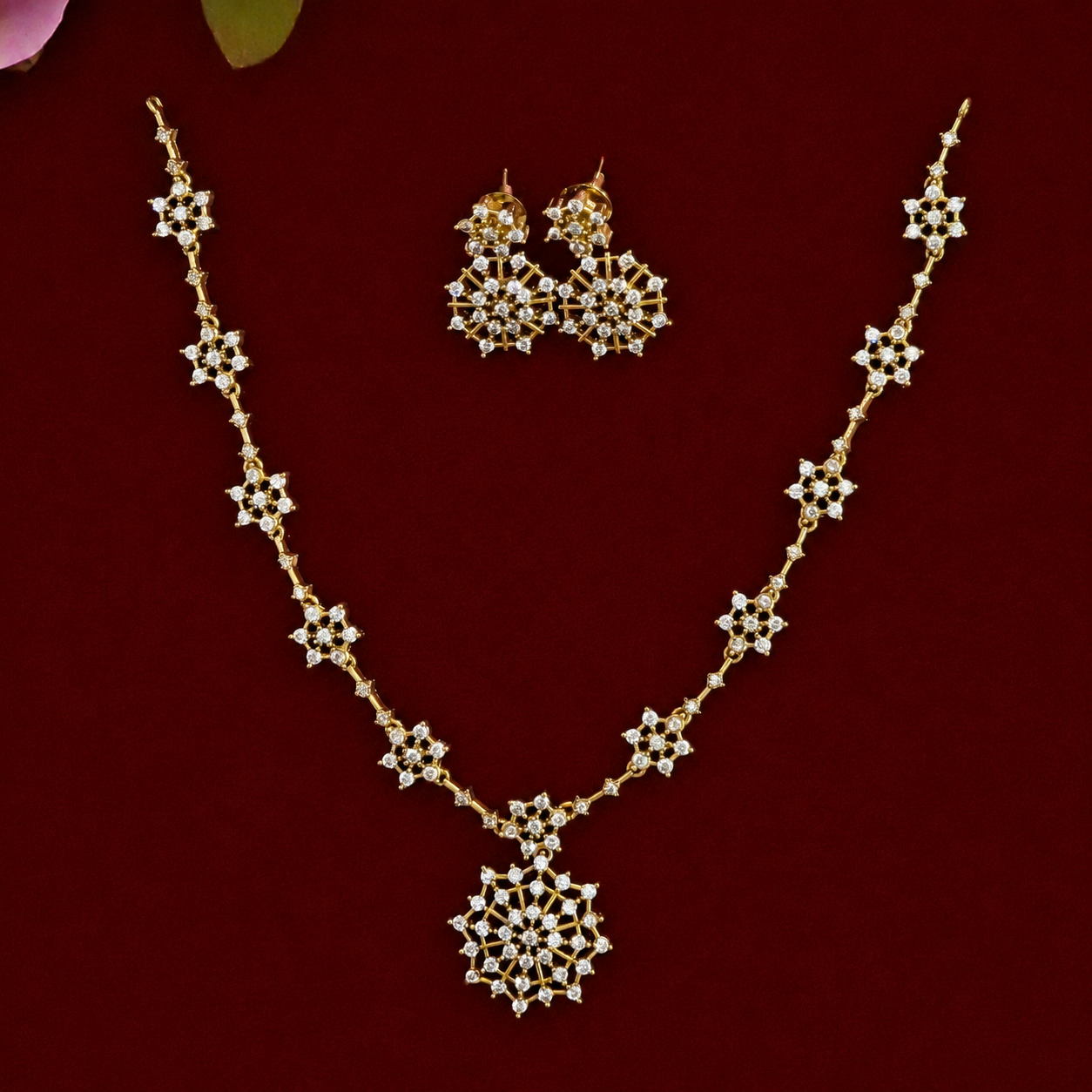 Celestial Snowflake CZ Necklace Set