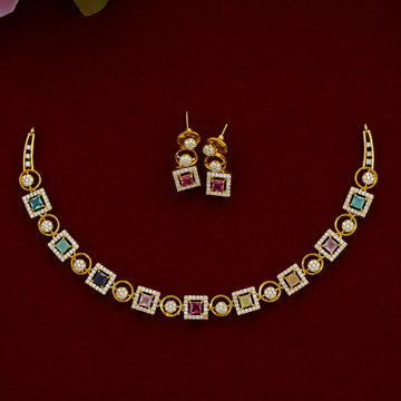Pastel Prism Geometric CZ Necklace Set