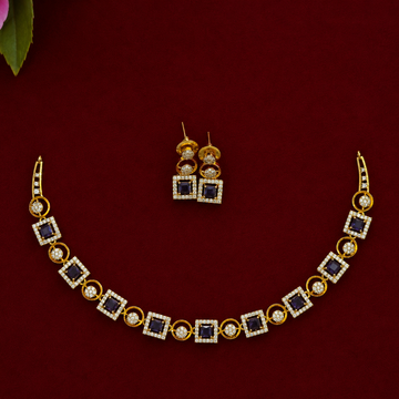 Sapphire Geometric CZ Necklace Set