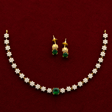 Emerald CZ Floral Necklace Set