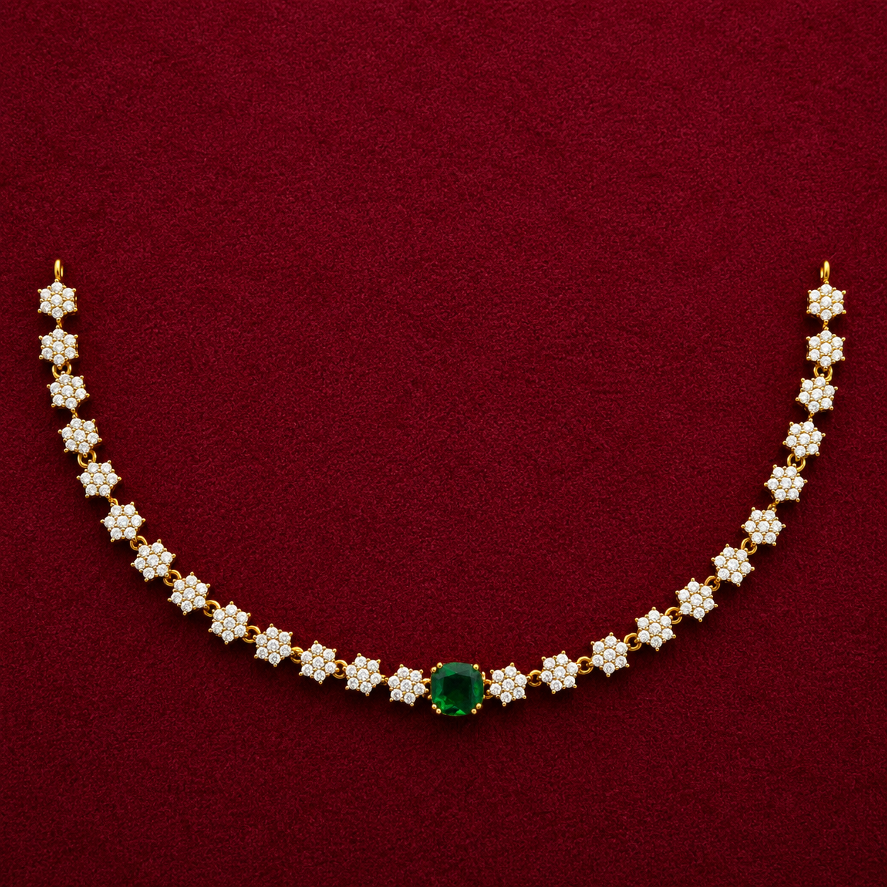 Emerald CZ Floral Necklace Set
