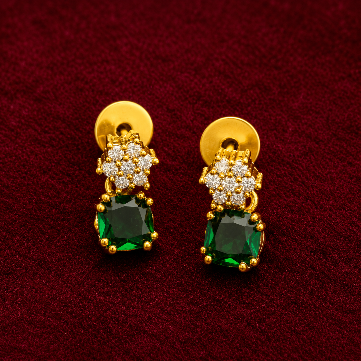 Emerald CZ Floral Necklace Set