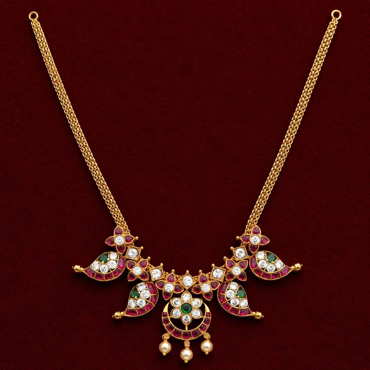 Peacock Floral Necklace Set