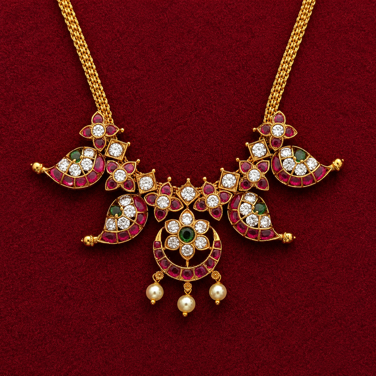 Peacock Floral Necklace Set