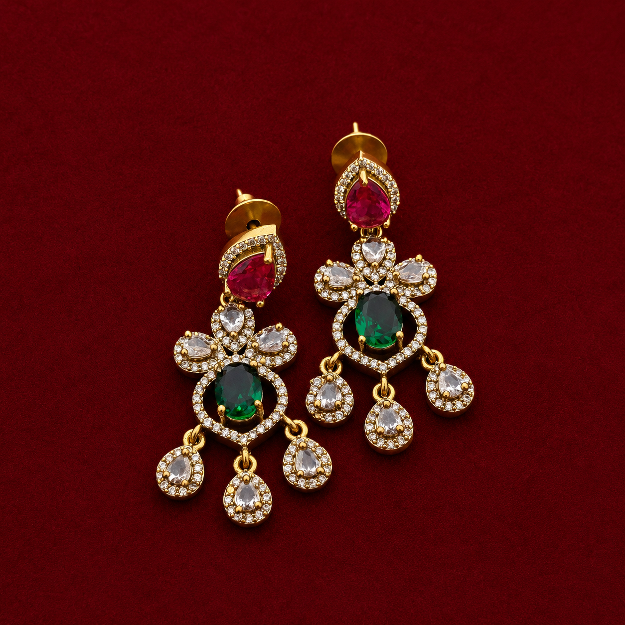 Emerald Drop Necklace Set