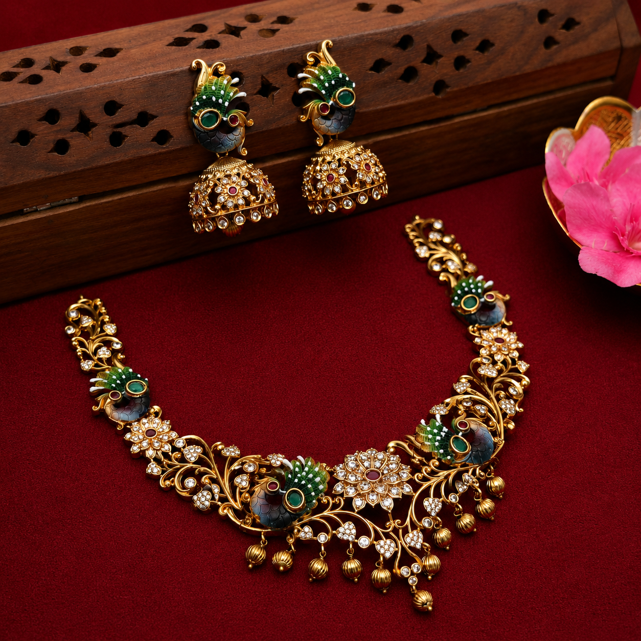 Emerald Royale Victorian Necklace Set