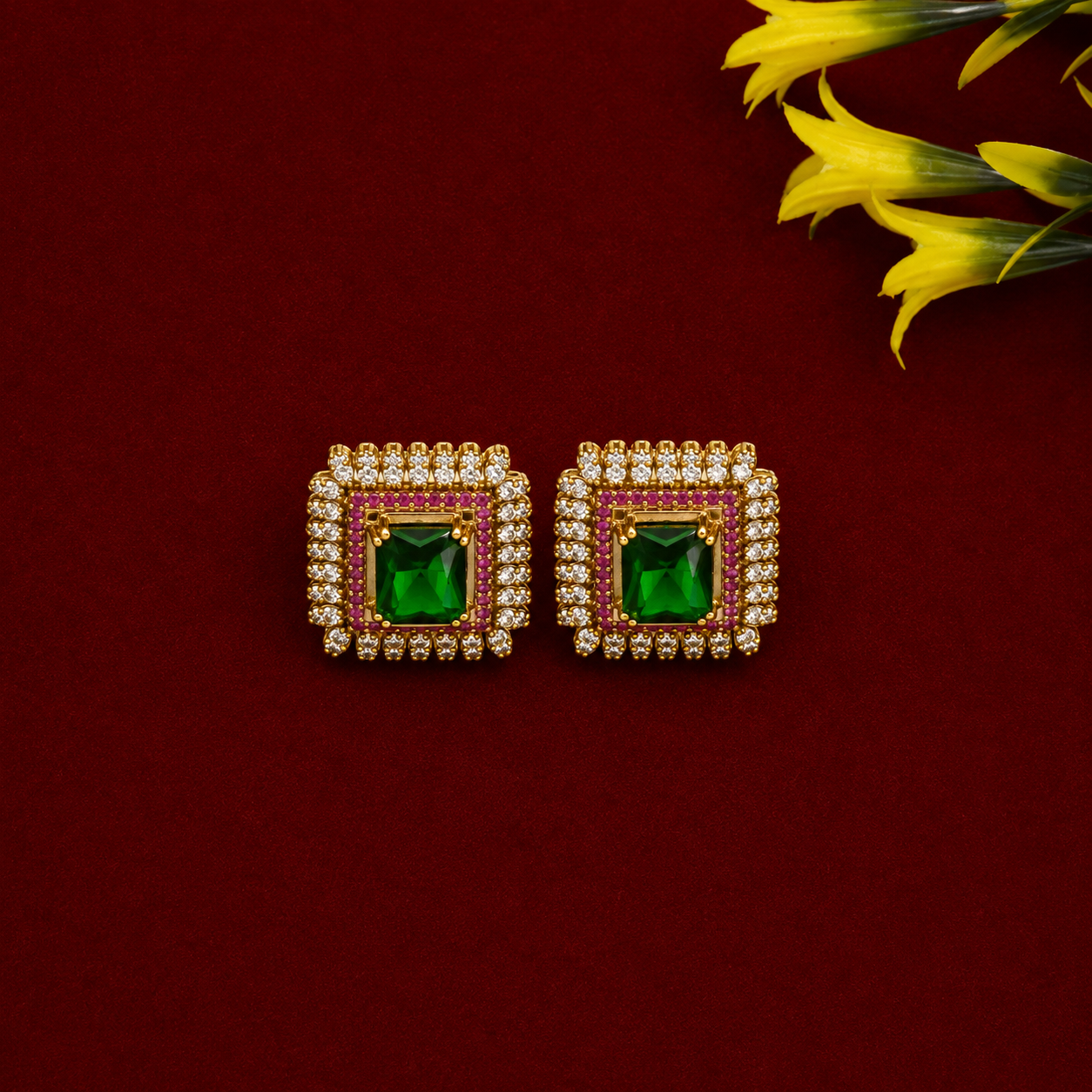 Regal Emerald CZ Pendant Set
