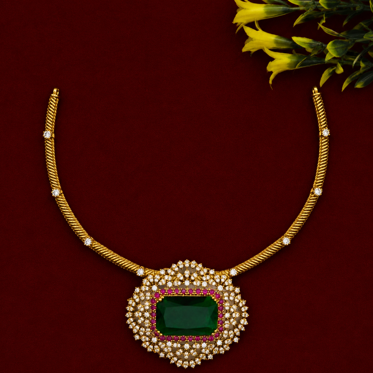 Regal Emerald CZ Pendant Set