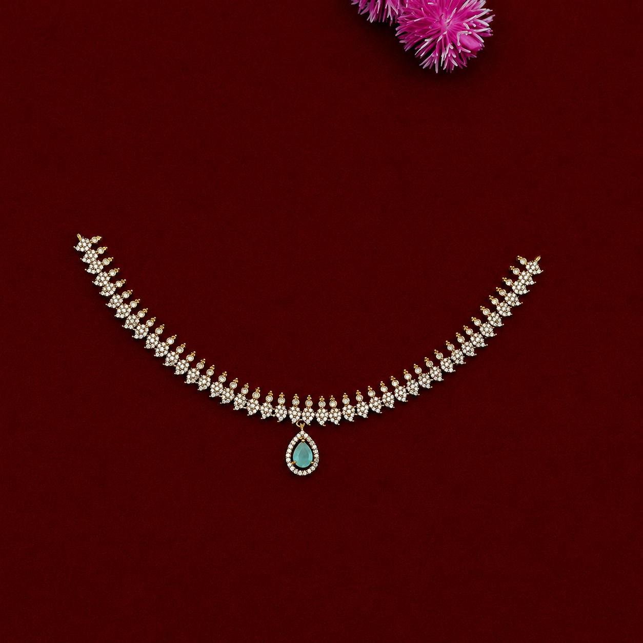Jade Green Paisley AD Neckset