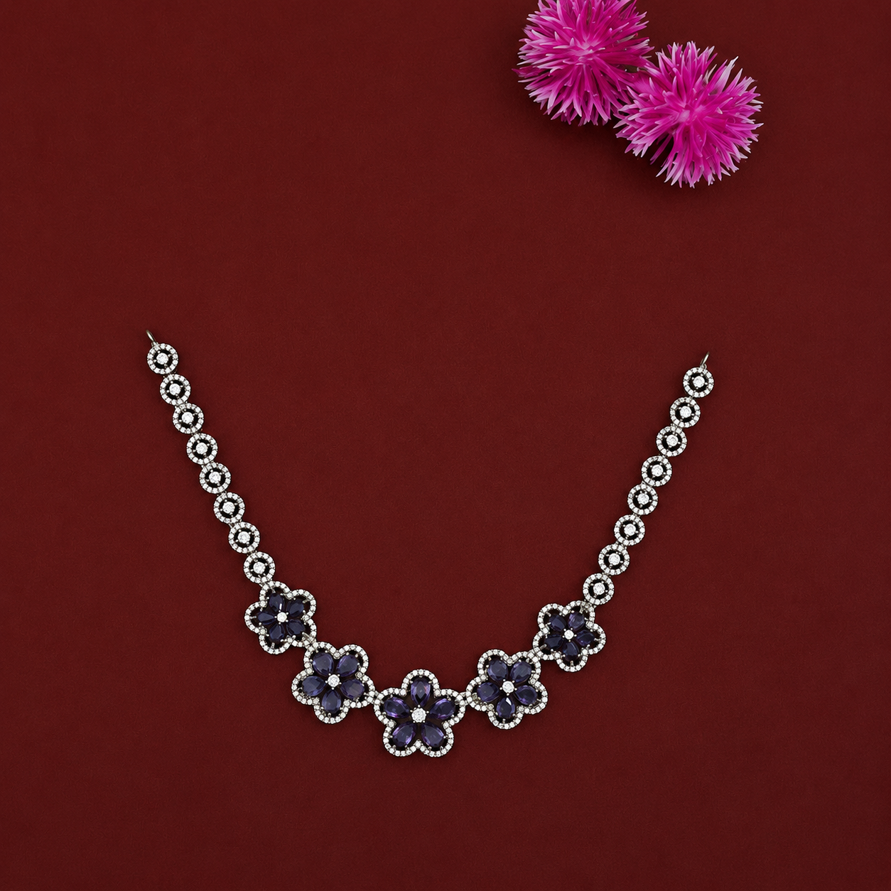 Amethyst Floral Fusion AD Necklace